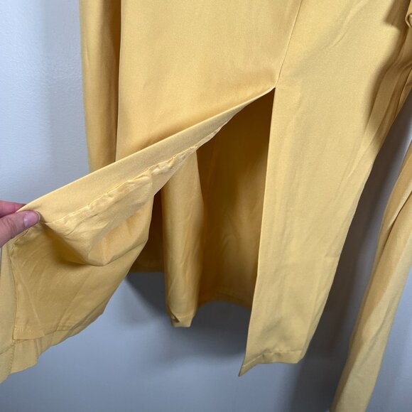 SNDYS Zanita Set Size Large Yellow Crop Top Midi Skirt High Waisted Sexy - Picture 13 of 16